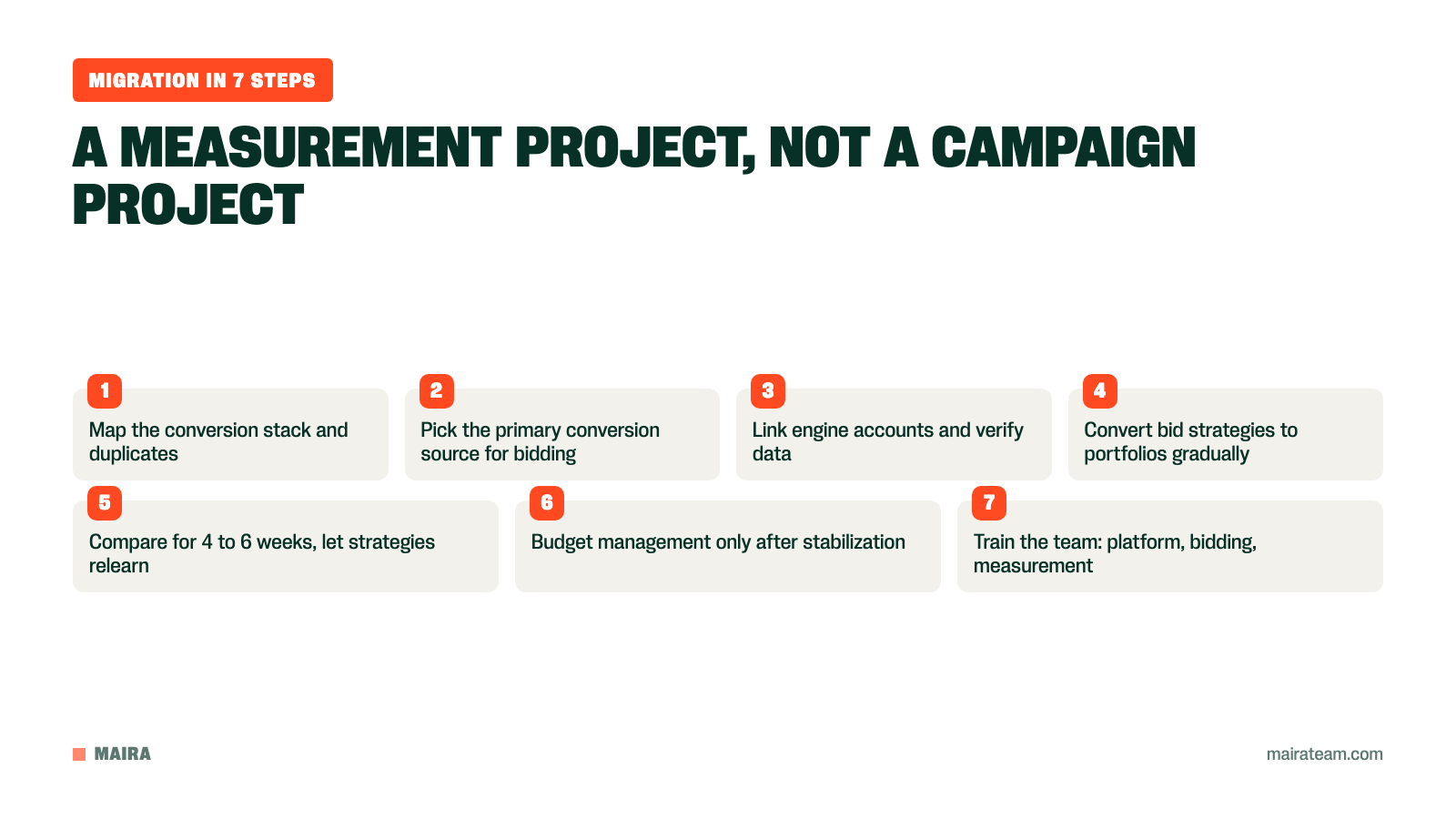 SA360 migration timeline in 7 steps from measurement audit to team training