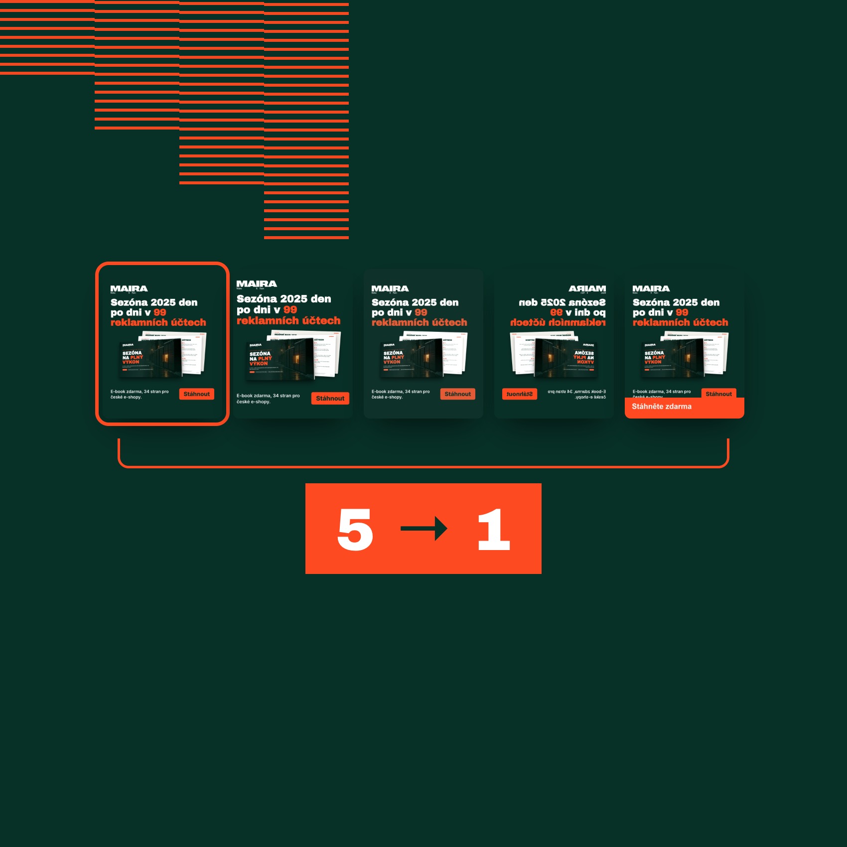 Five variants of one banner that the tool merges into a single visual